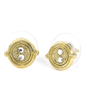 Boucles d’oreilles Harry Potter – Retourneur de Temps – Plaqué or – Cristal central – Produit sous licence Warner Bros