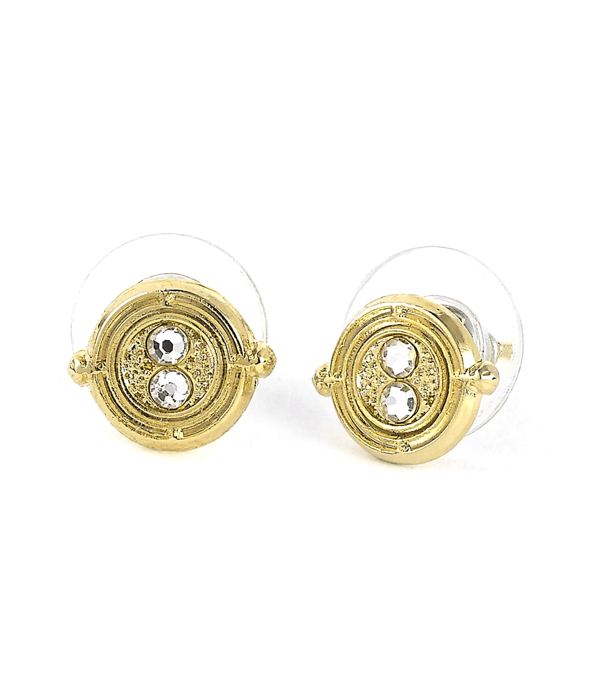 Boucles d’oreilles Harry Potter – Retourneur de Temps – Plaqué or – Cristal central – Produit sous licence Warner Bros