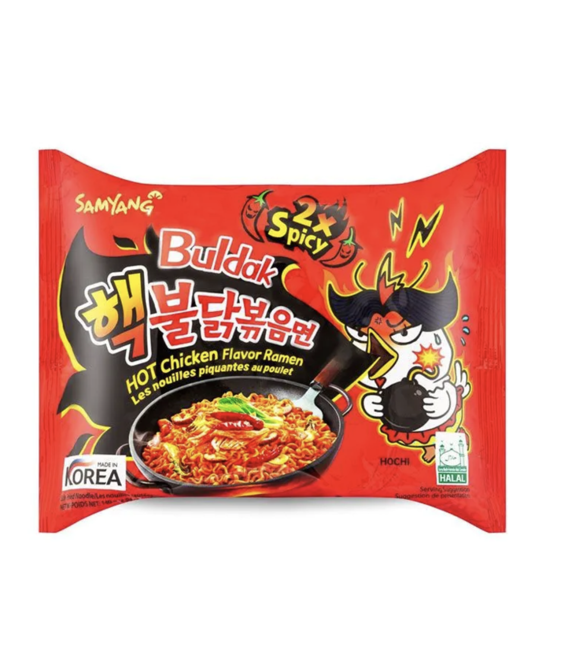 Buldak ramen noodles in individual bag - Spicy chicken x2 140G (SAMYANG)