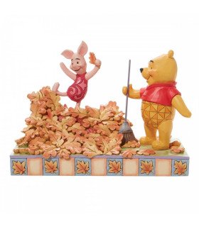 Disney Tradition - Winnie et Porcinet ramassent les feuilles d'automne - Figurine 14cm