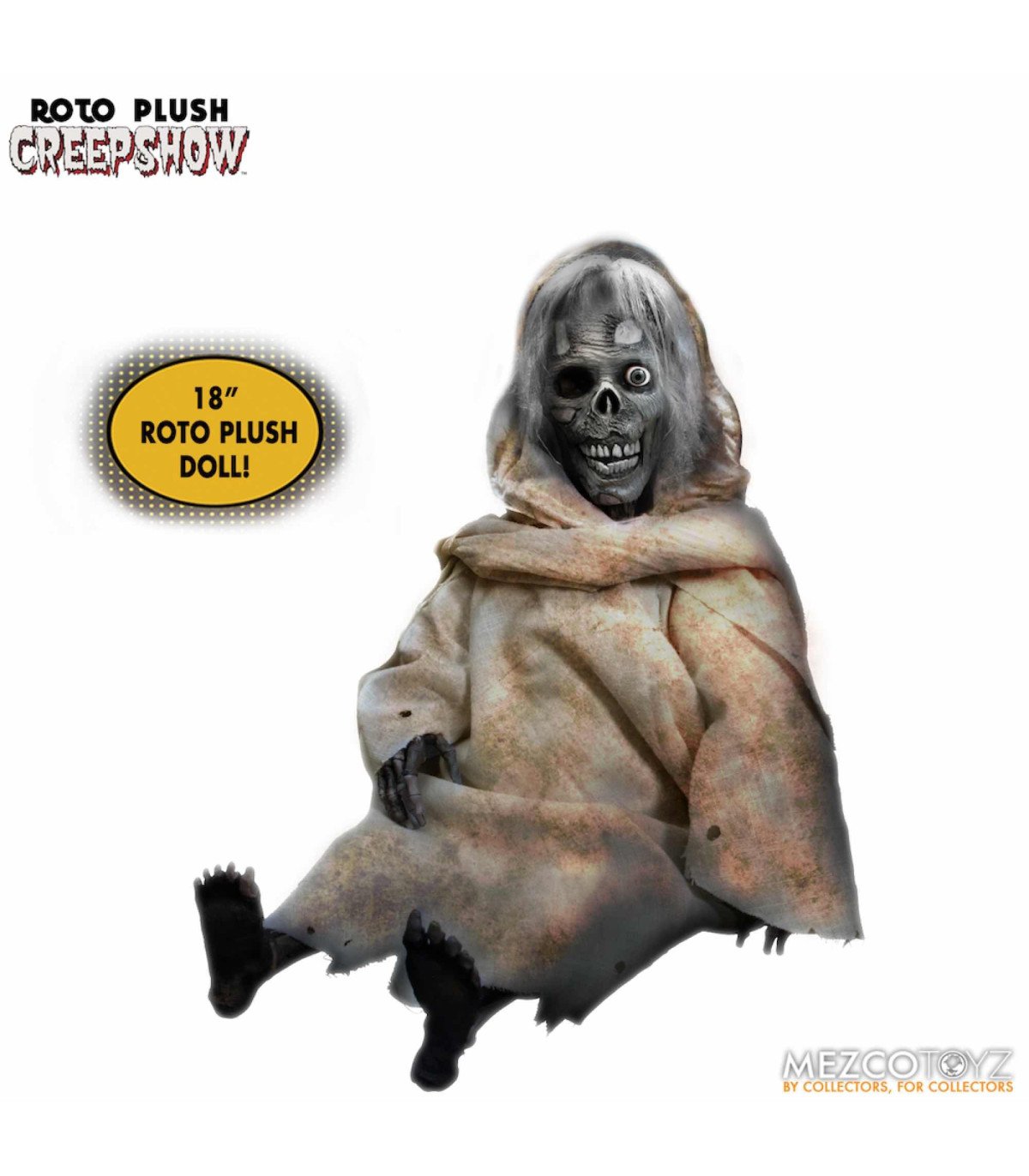 Poupée Creepshow – The Creep – Mezco Toyz – 46 cm – Détails réalistes – Tunique – Capuche – Cheveux enracinés – Horreur vintage