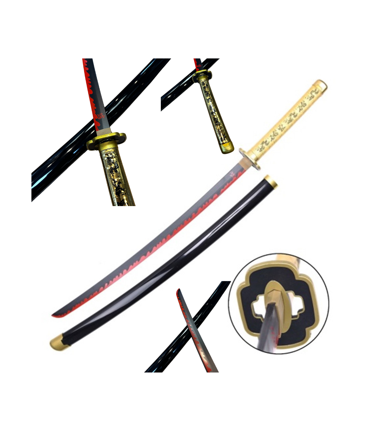 Demon Slayer Yoriichi Tsugikuni Réplique de Katana en Bambou Décoratif - 103 cm