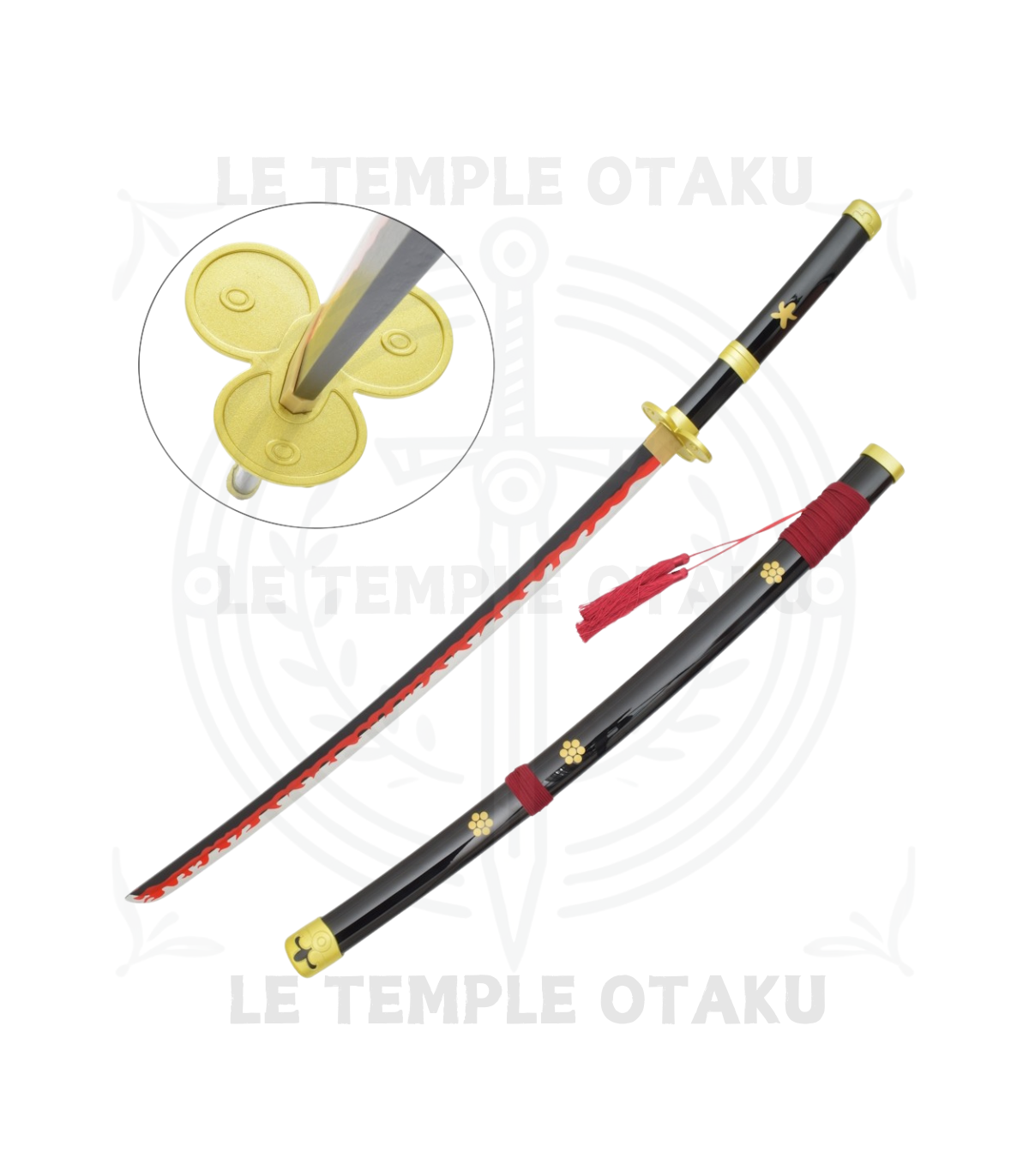One Piece Katana en Bambou Enma Noir Zoro Réplique Décorative - 102,5 cm
