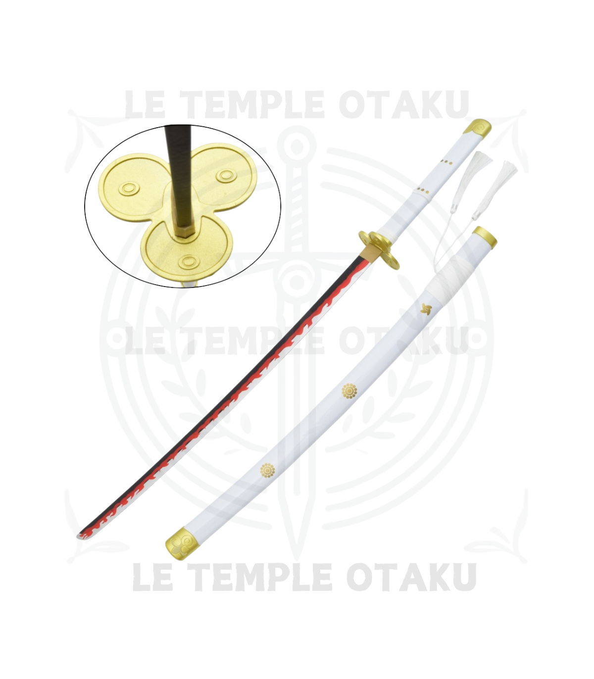One Piece Katana Enma en Bambou Blanc Zoro Réplique Décorative - 103,5 cm