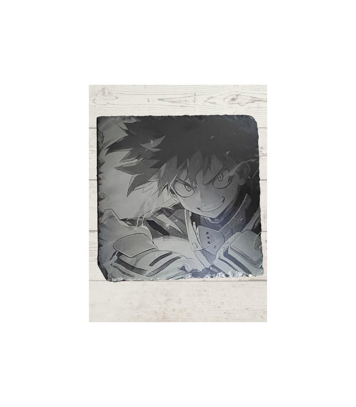 Gravure sur Ardoise My Hero Academia Deku 20x20 cm - Décoration Unique