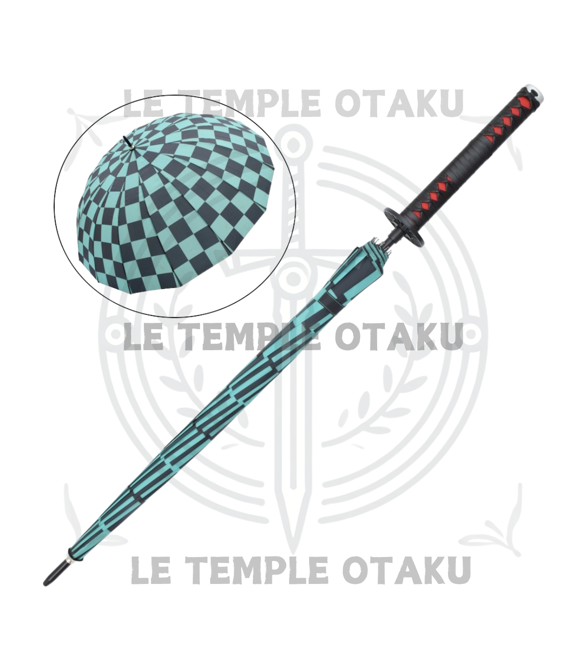 Parapluie Tanjiro Kamado avec Poignée Style Katana - Demon Slayer - 96 cm