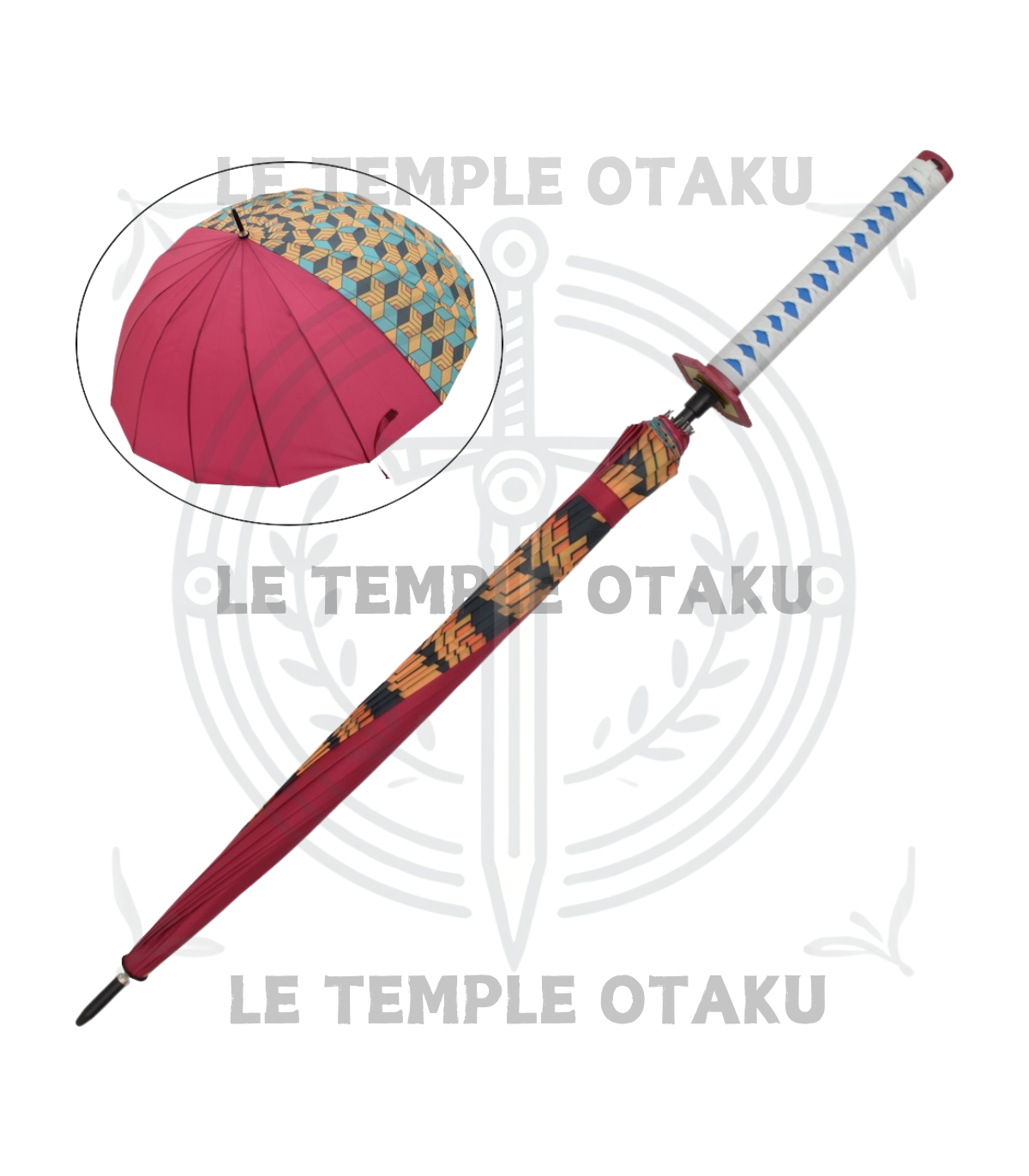 Parapluie inspiré par le katana de Giyu Tomioka de Demon Slayer, avec ouverture automatique et design raffiné