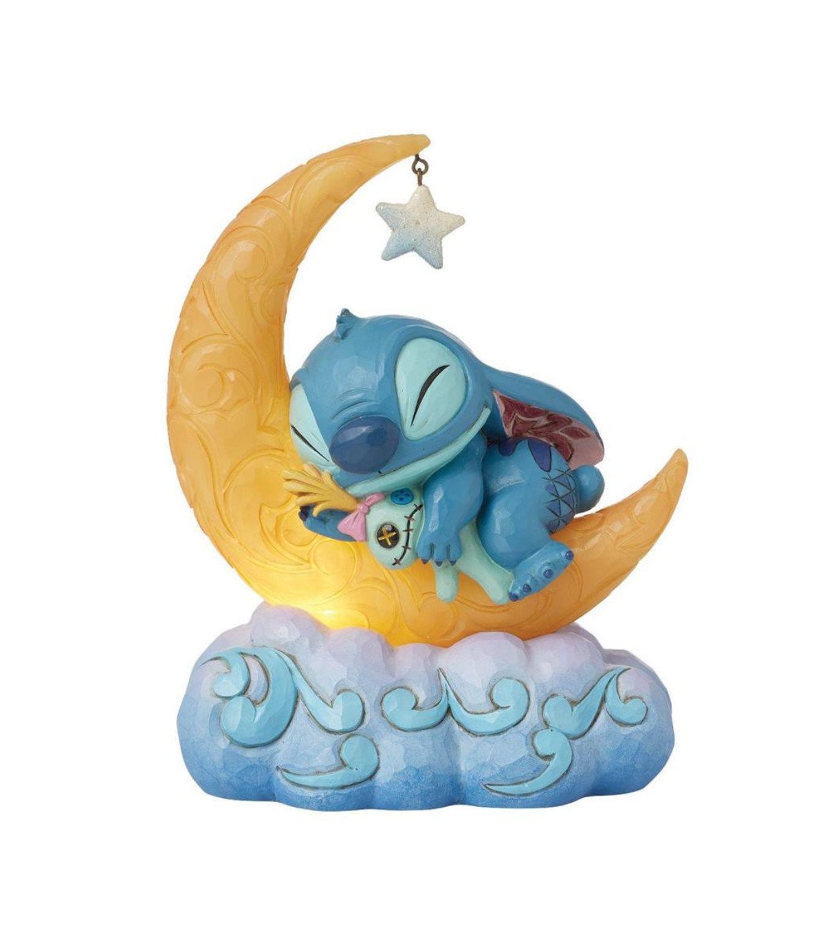 Figurine lumineuse Stitch et Souillon - Lune avec minuterie - Jim Shore