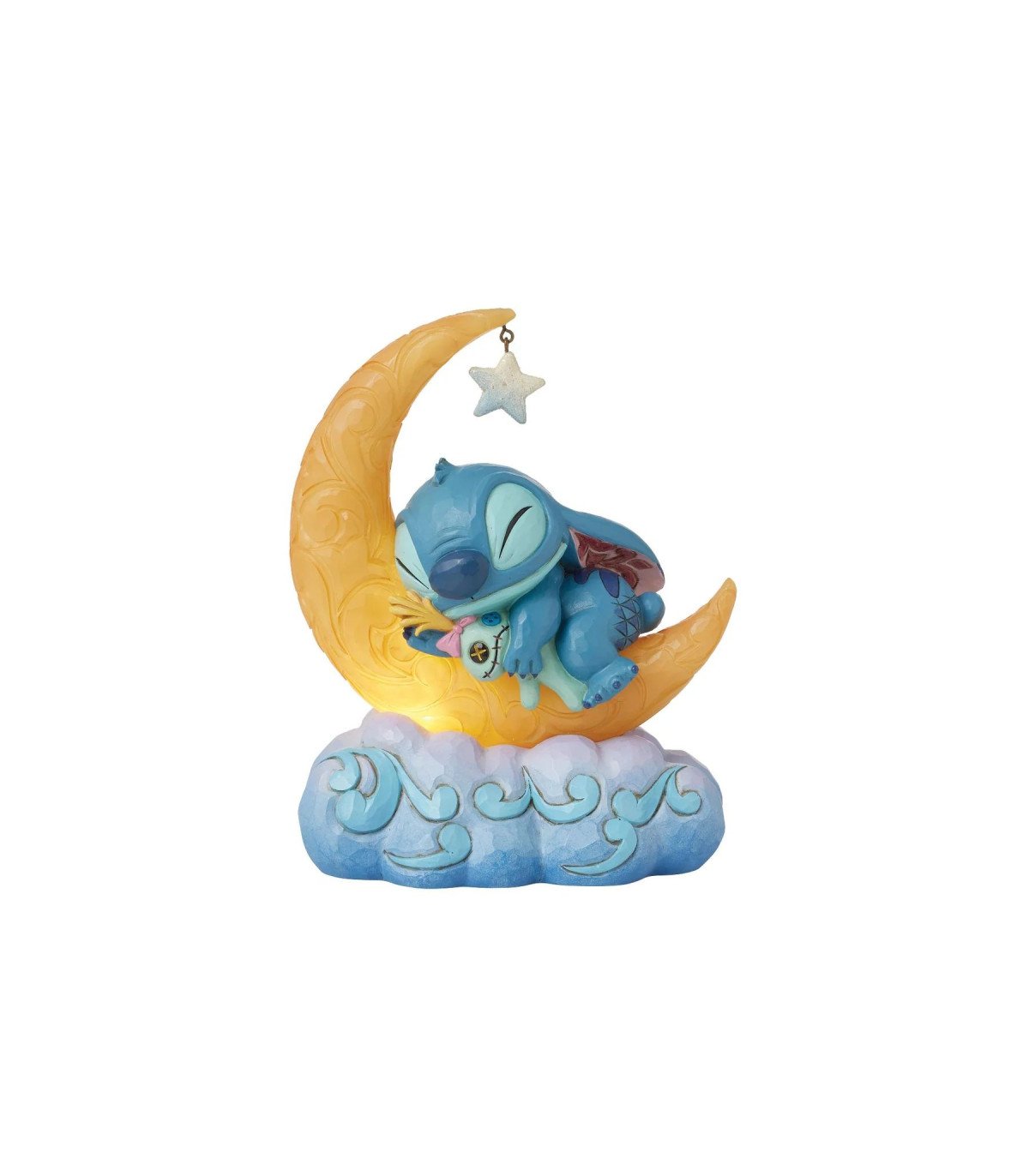 Figurine Stitch et Souillon Lune Lumineuse - Disney - 18 cm