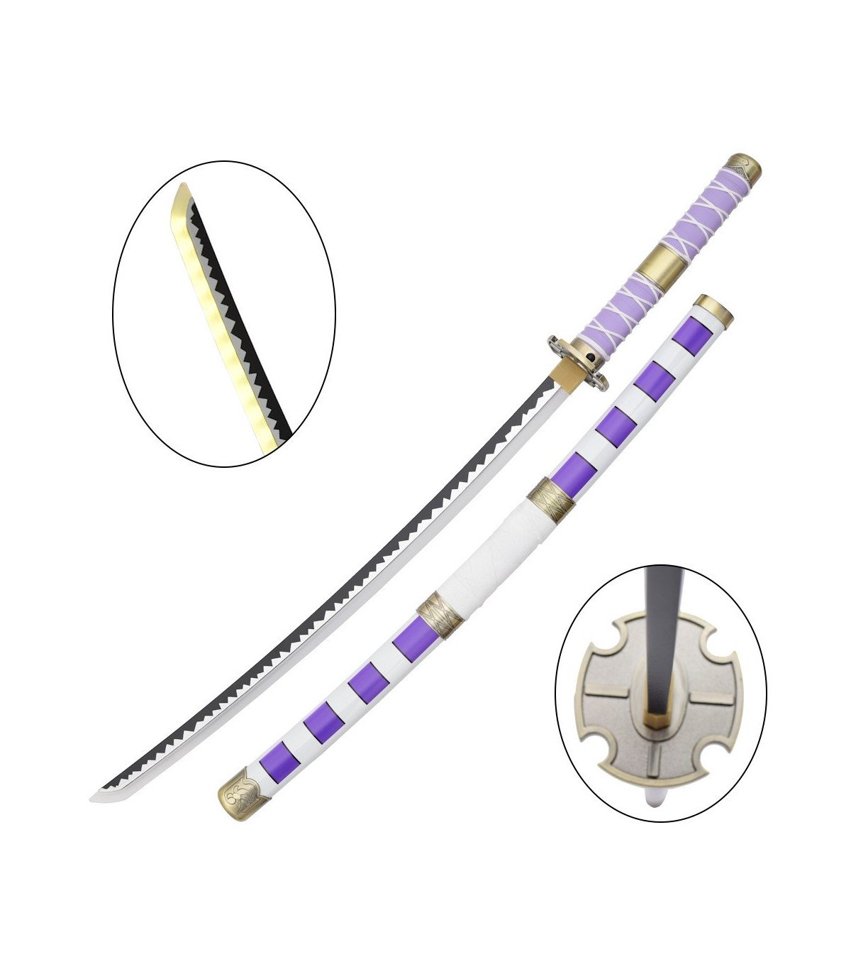 Katana LED Nidai Kitetsu de Monkey D. Luffy One Piece en Bambou vue principale