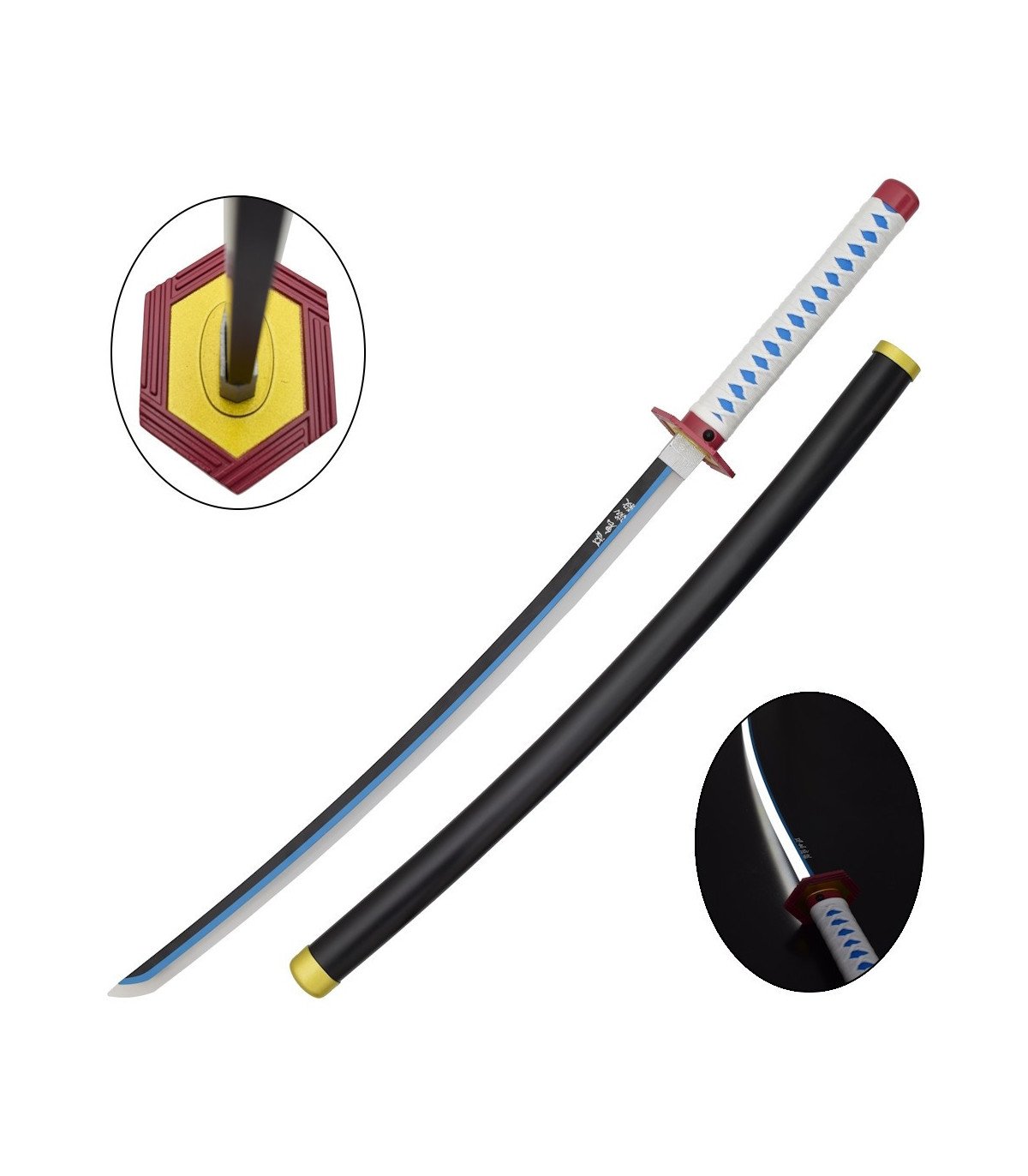 Katana LED Bois Giyu Tomioka Demon Slayer en Bambou vue principale