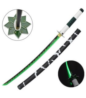Katana LED Bois Sanemi Shinazugawa Demon Slayer en Bambou vue principale