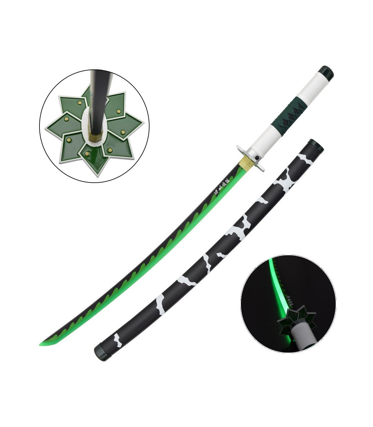 Katana LED Bois Sanemi Shinazugawa Demon Slayer en Bambou vue principale