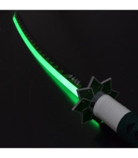  Katana LED Bois Sanemi Shinazugawa Demon Slayer en Bambou détail décoratif
