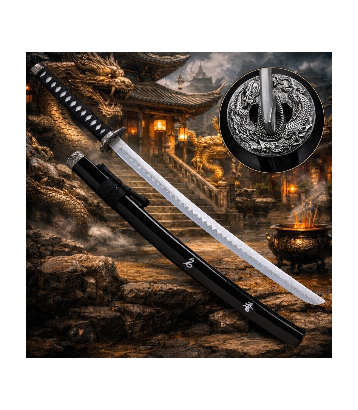 Katana en Bambou Dragon Chinois Japonais vue principale