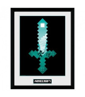 MINECRAFT - EPEE DE DIAMANT - POSTER ENCADRE