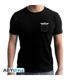 T-shirt noir The Mandalorian avec illustration de Bébé Yoda (Grogu)