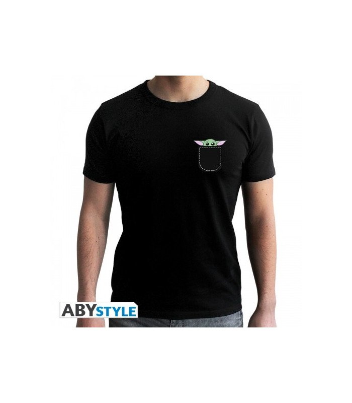 T-shirt noir The Mandalorian avec illustration de Bébé Yoda (Grogu)