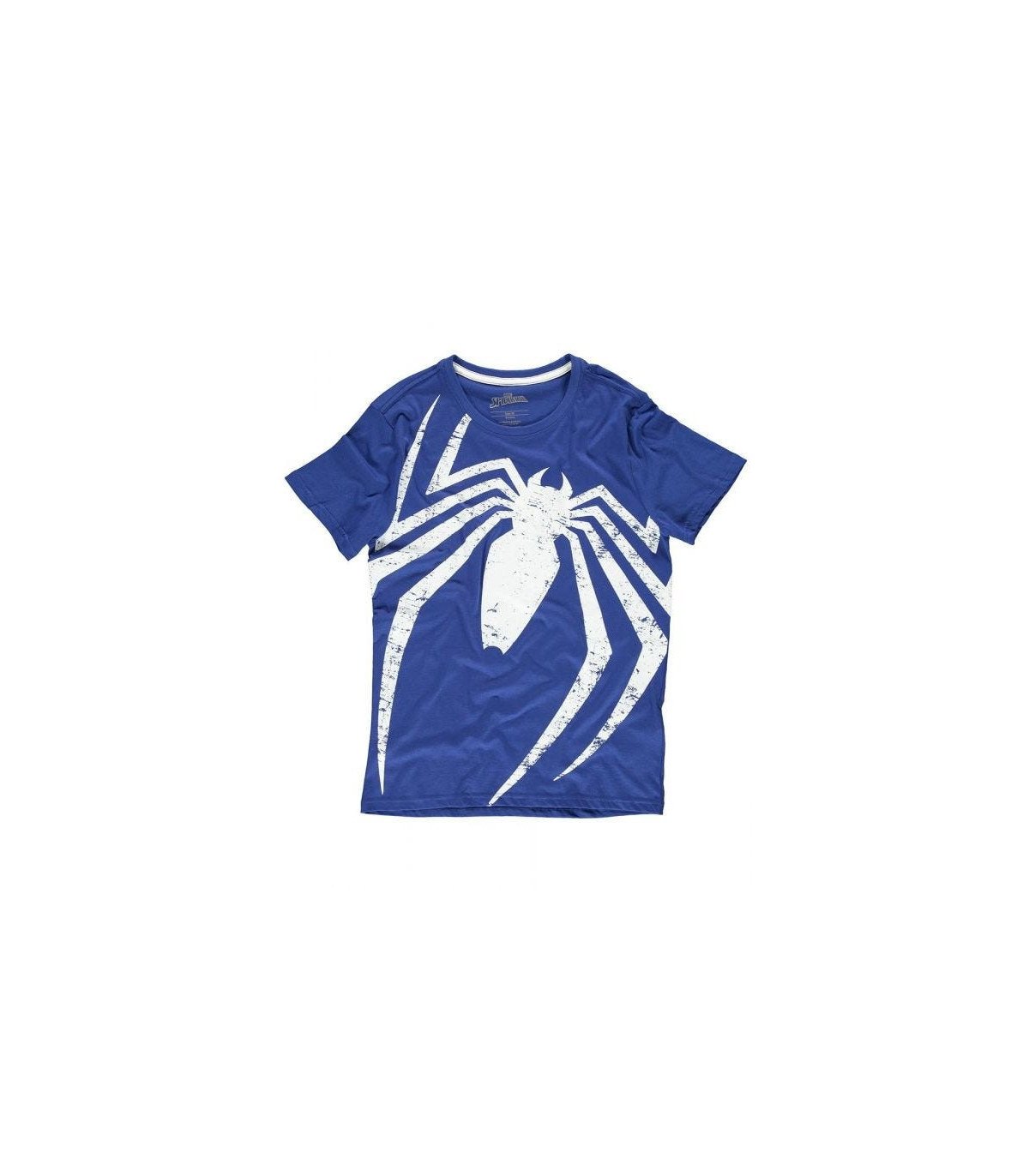 T-shirt homme bleu Spiderman avec motif araignée délavée surdimensionnée – 100 % coton