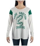 T-shirt manches longues gris-blanc Serpentard avec les mots Pride, Ambition, Cunning – Harry Potter