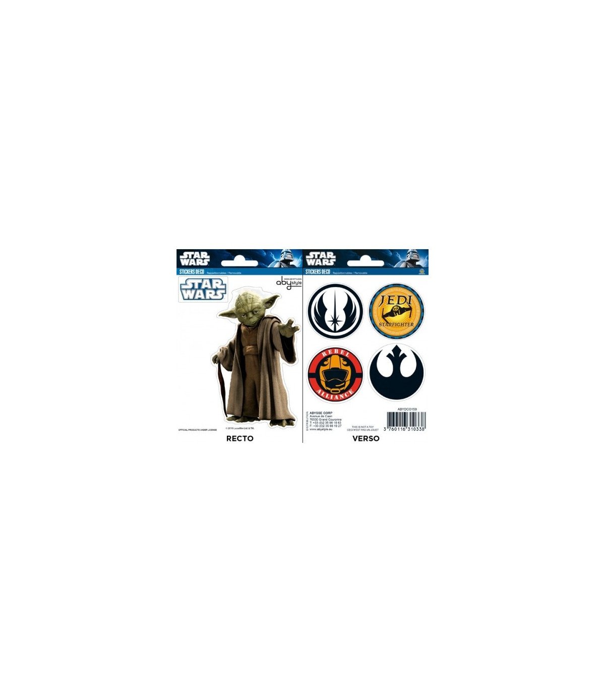 Stickers Star Wars – Yoda & Symboles – 2 planches – Format 16 x 11 cm – ABYstyle