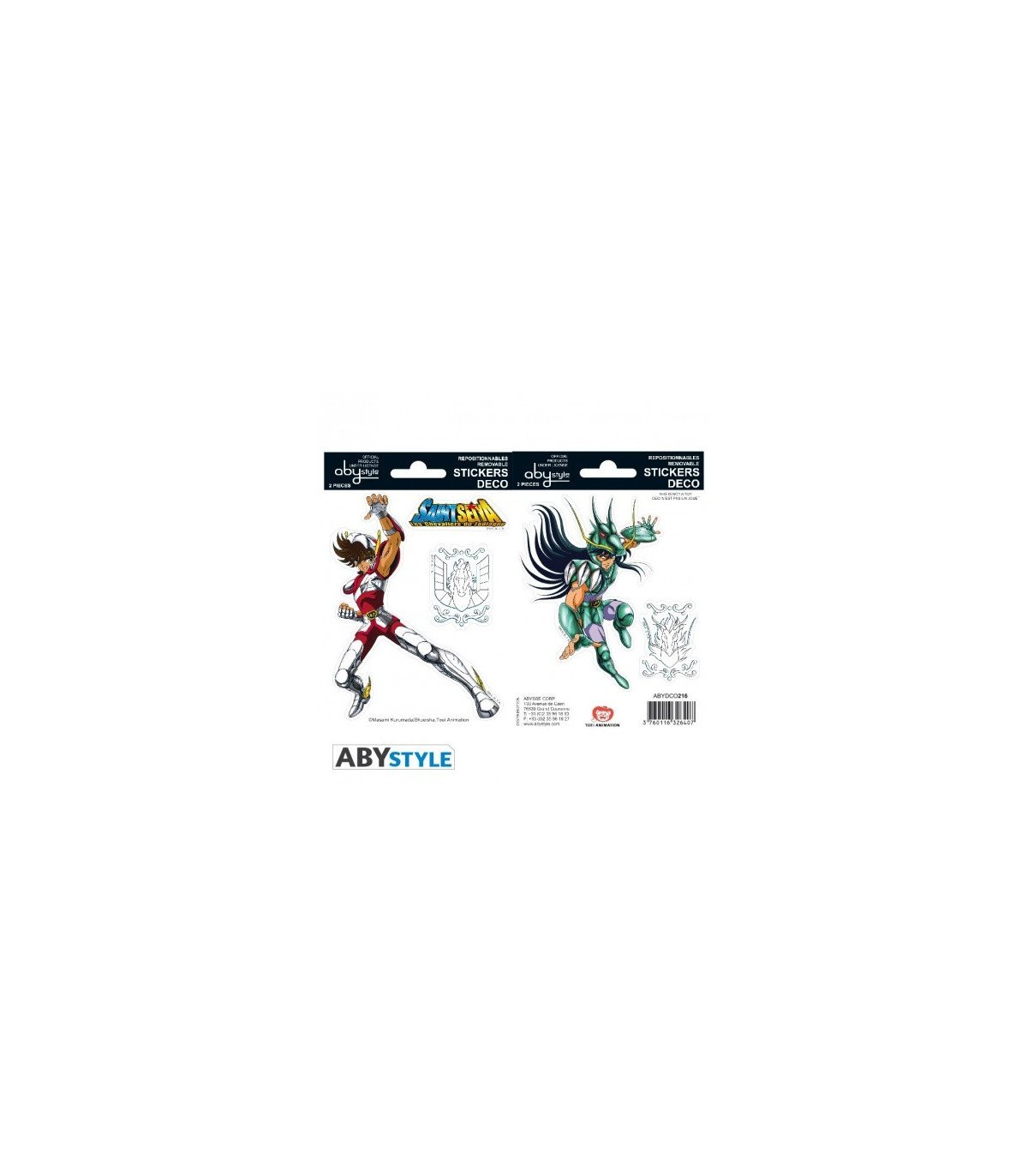Stickers Saint Seiya – Pégase & Shiryu – 2 planches – Format 16 x 11 cm – ABYstyle