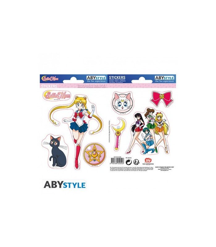 Stickers Sailor Moon – Pack de 2 planches 16 x 11 cm – Prédécoupés – Luna, Usagi, personnages officiels – Licence ABYstyle