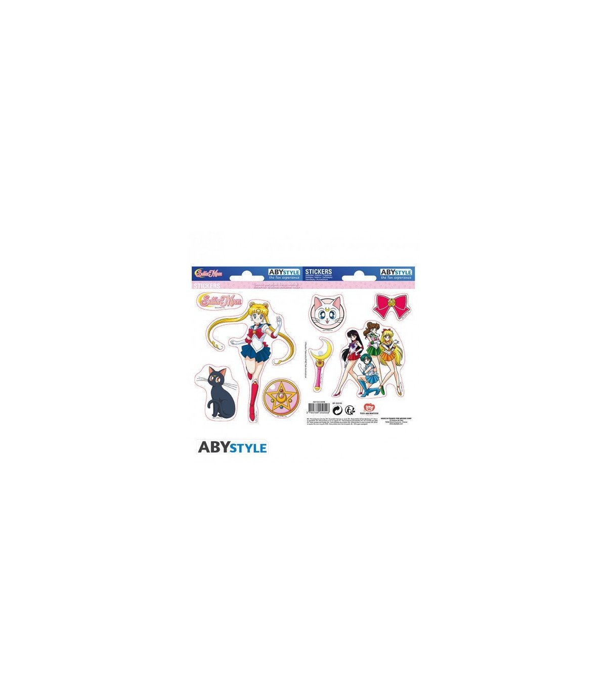Stickers Sailor Moon – Pack de 2 planches 16 x 11 cm – Prédécoupés – Luna, Usagi, personnages officiels – Licence ABYstyle