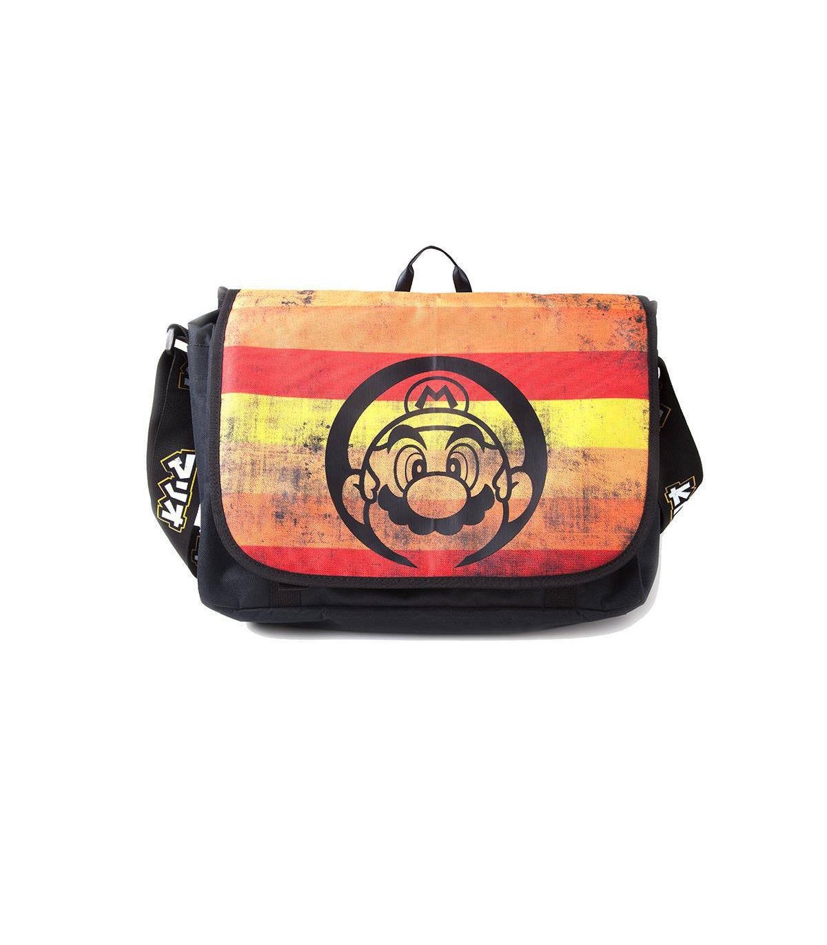 Sac à bandoulière rayé avec Mario en style rétro, sous licence Nintendo