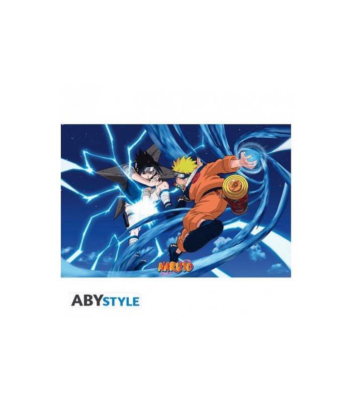 Poster Naruto & Sasuke – Attaques – 91,5 x 61 cm – Papier brillant – ABYstyle – Édition officielle