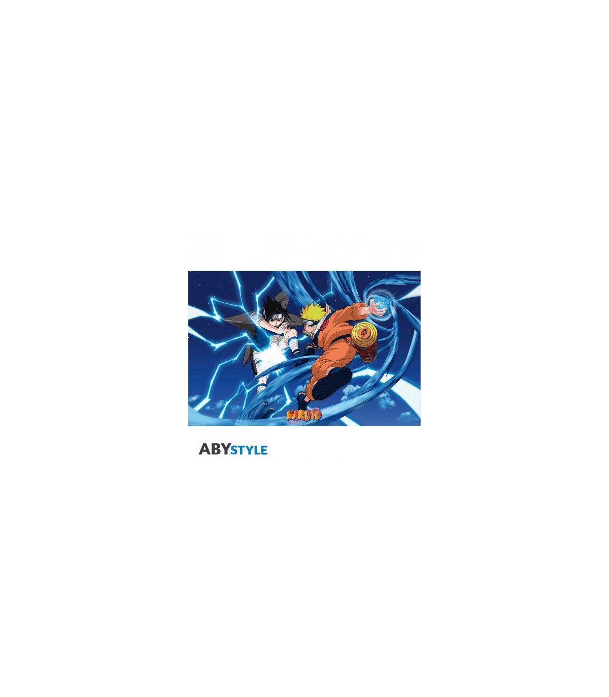 Poster Naruto & Sasuke – Attaques – 91,5 x 61 cm – Papier brillant – ABYstyle – Édition officielle