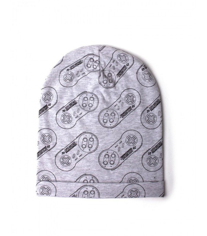Bonnet gris inspiré de la Super Nintendo, logo brodé