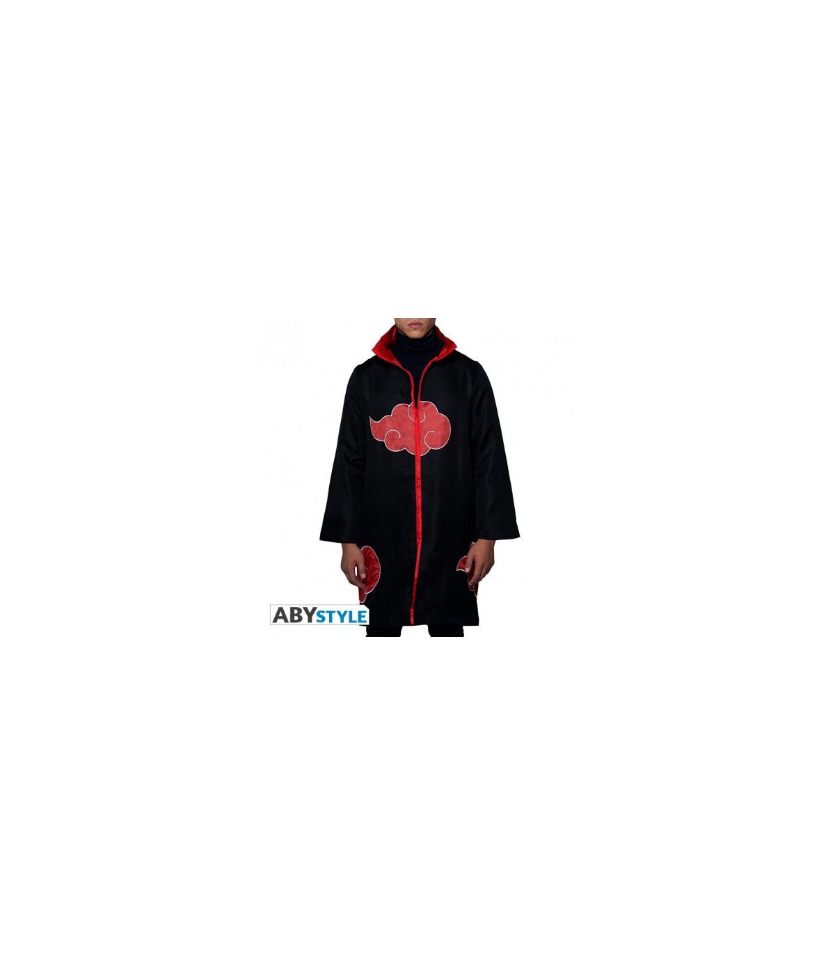 Manteau noir brodé Naruto Shippuden avec nuages rouges Akatsuki – Taille unique – 100 % polyester