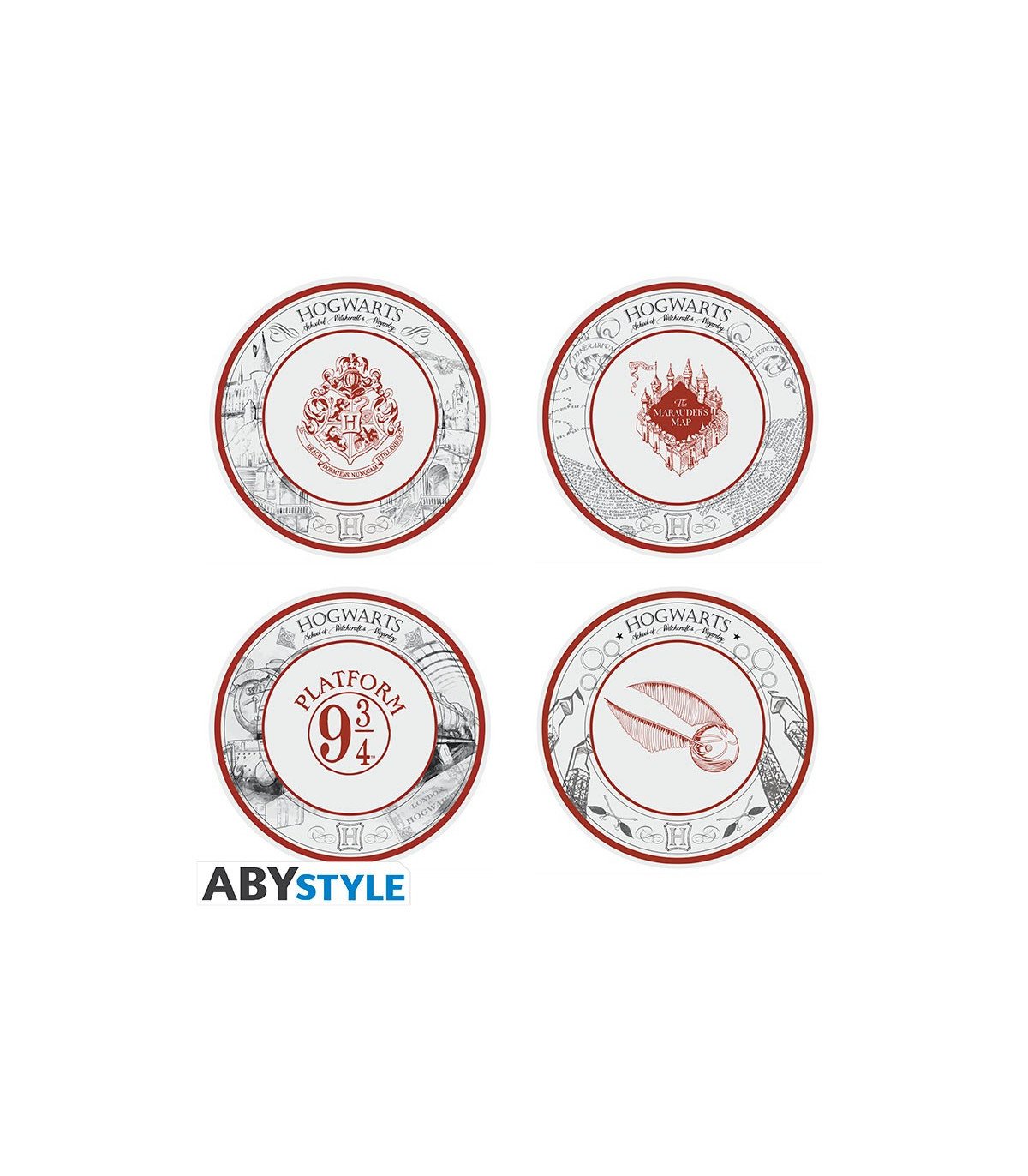 HARRY POTTER - Univers Harry Potter - SET DE 4 ASSIETTES