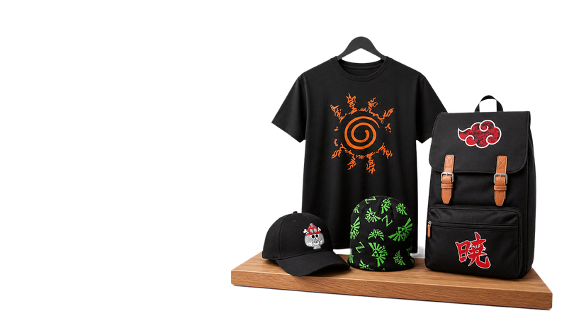T-shirt, sac, casquette et bonnet inspirés de licences manga et jeux vidéo